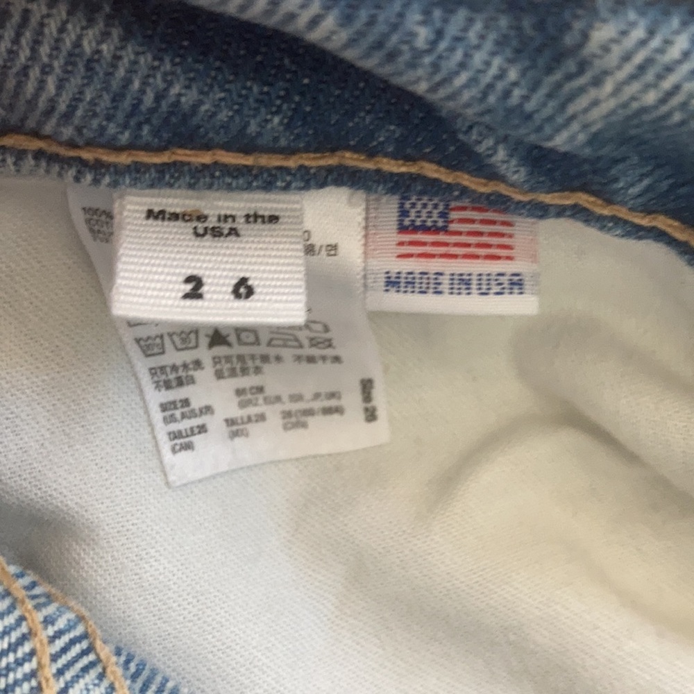 AMERICAN APPAREL HIGH WAISTED LIGHT BLUE DENIM 24” WAIST - Picture 3 of 5